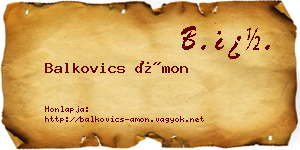 Balkovics Ámon névjegykártya